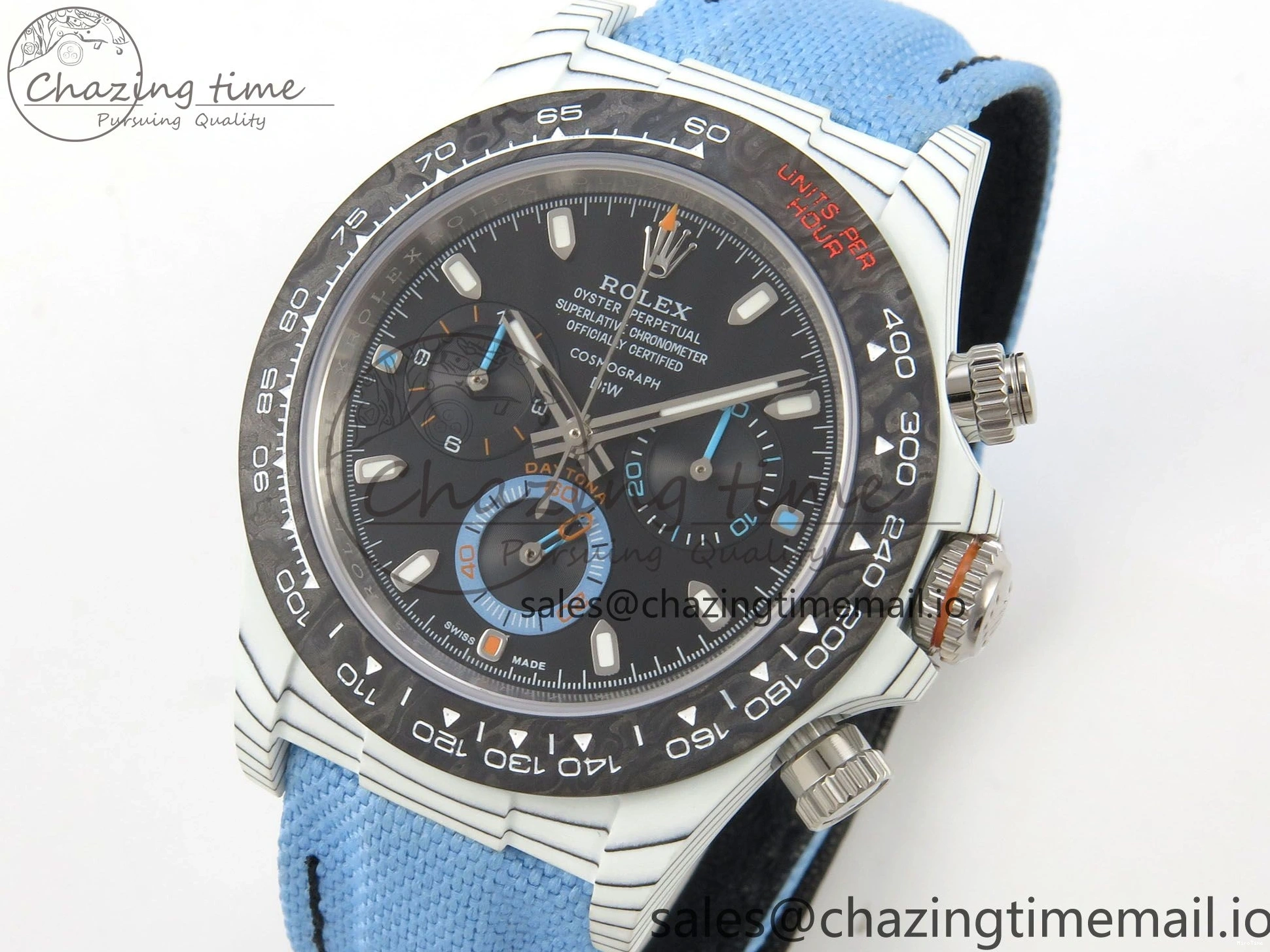 MiroTime 0106 Attractive Daytona DIW Carbon Case and Bezel DIWF Edition Black Dial on Blue Nylon Strap A 71